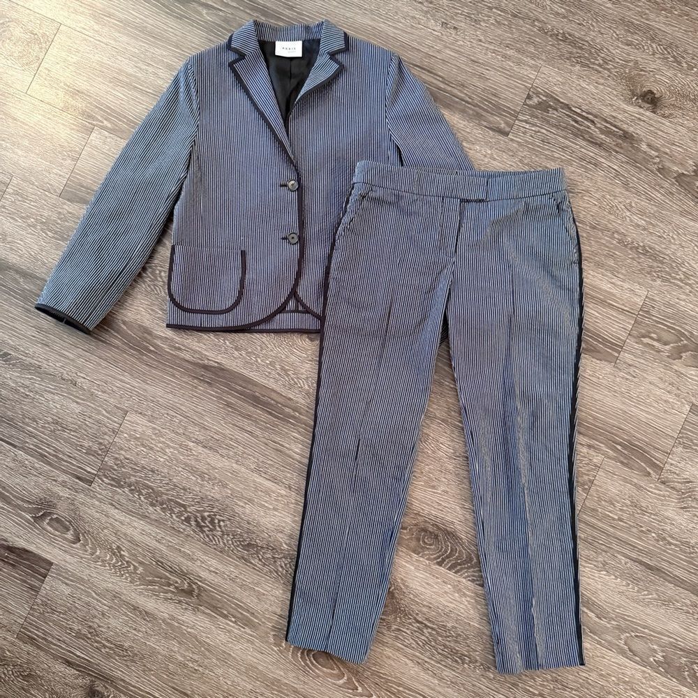 Akris Punto Navy White Strip Suit